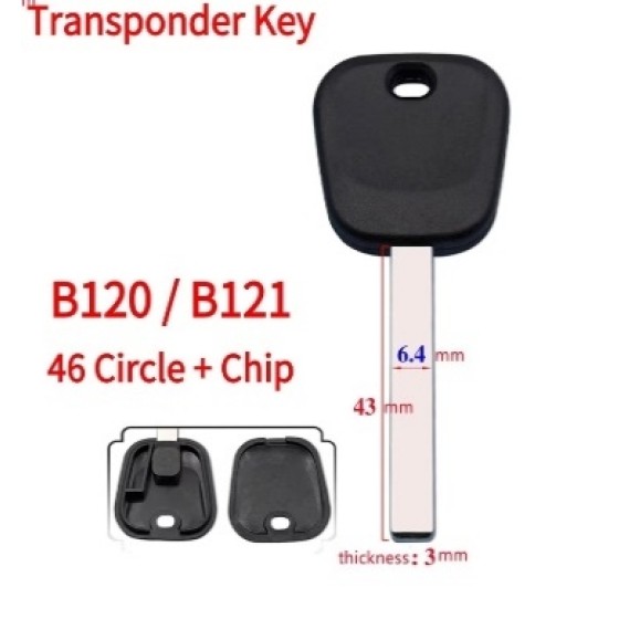 2008-2020 GM - B120 / B121 Transponder Key (46 Circle + Chip)(Aftermarket chip/OEM chip )(No logo)